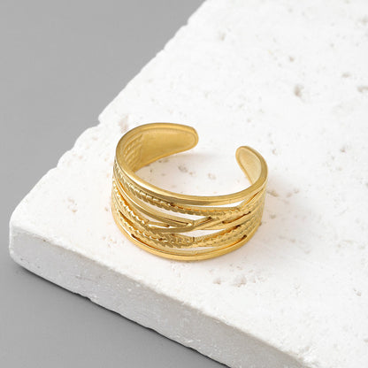 18K real gold titanium steel ring