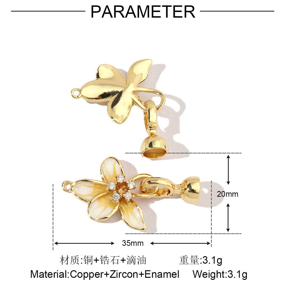 18K gold-coated colored flower copper zircon removable universal buckle