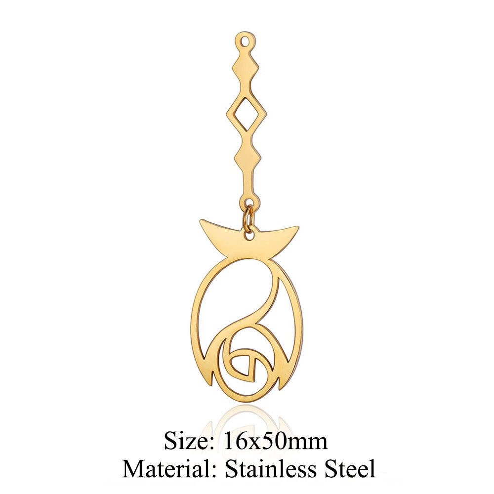 5 pcs/pack flower fringed titanium steel pendant