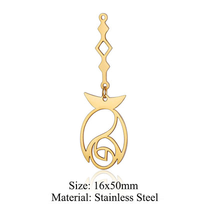 5 pcs/pack flower fringed titanium steel pendant