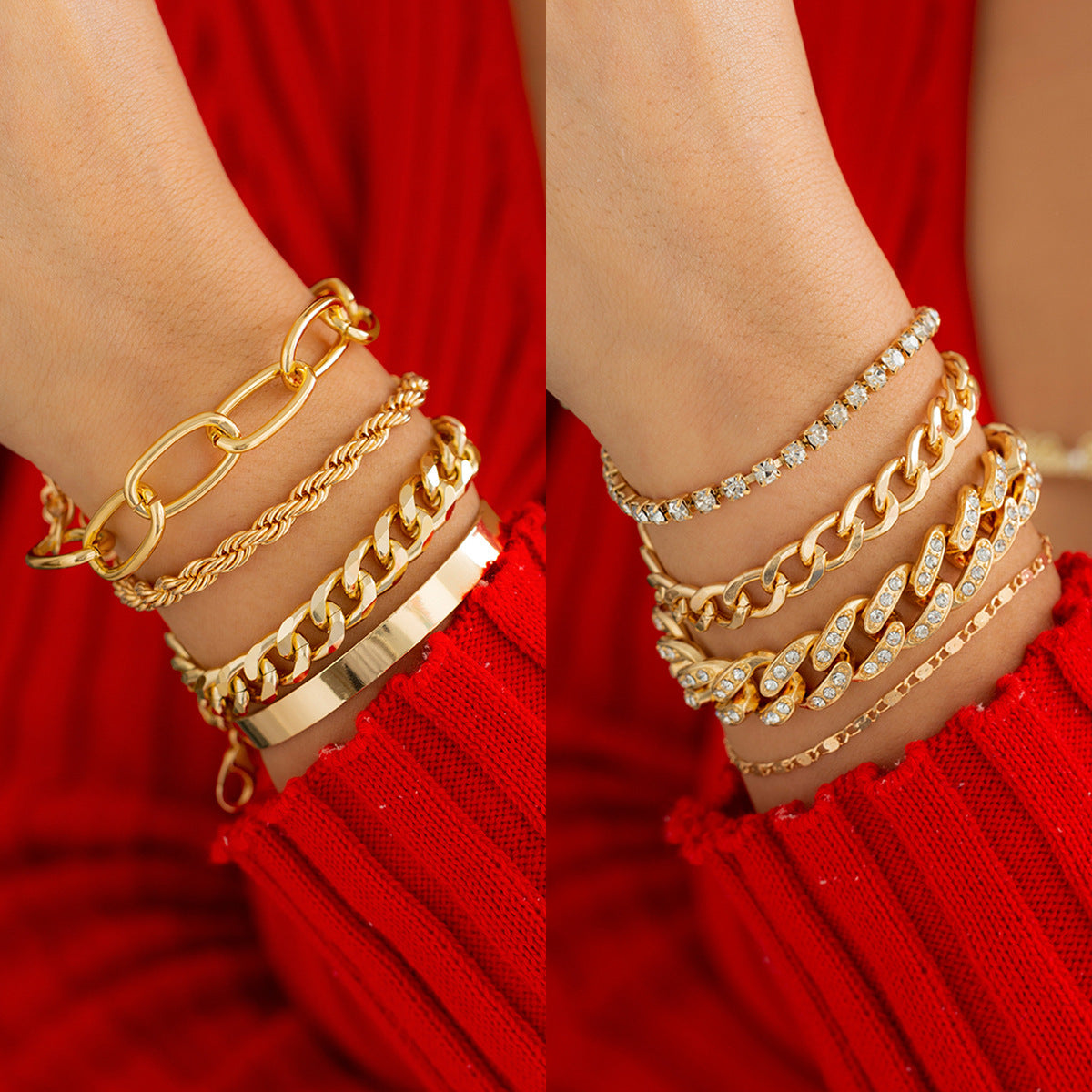 Christmas wind stacked metal glossy bracelet