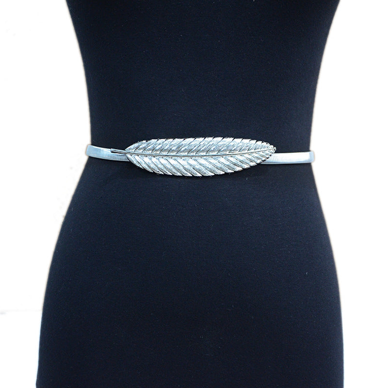 Casual feather buckle elastic waist chain