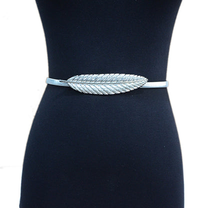 Casual feather buckle elastic waist chain