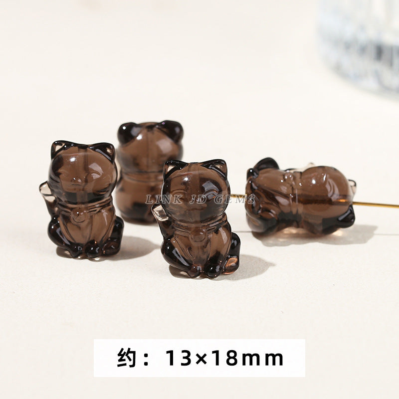 Obsidian carving ice obsidian nine-tailed fox loose beads