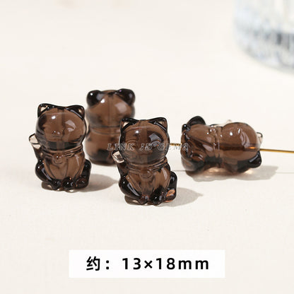 Obsidian carving ice obsidian nine-tailed fox loose beads