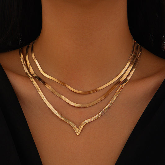 Collar de cadena de hueso de serpiente de metal punk