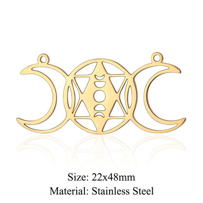 5 pcs/pack geometric shaped cosmic water drop titanium steel pendant