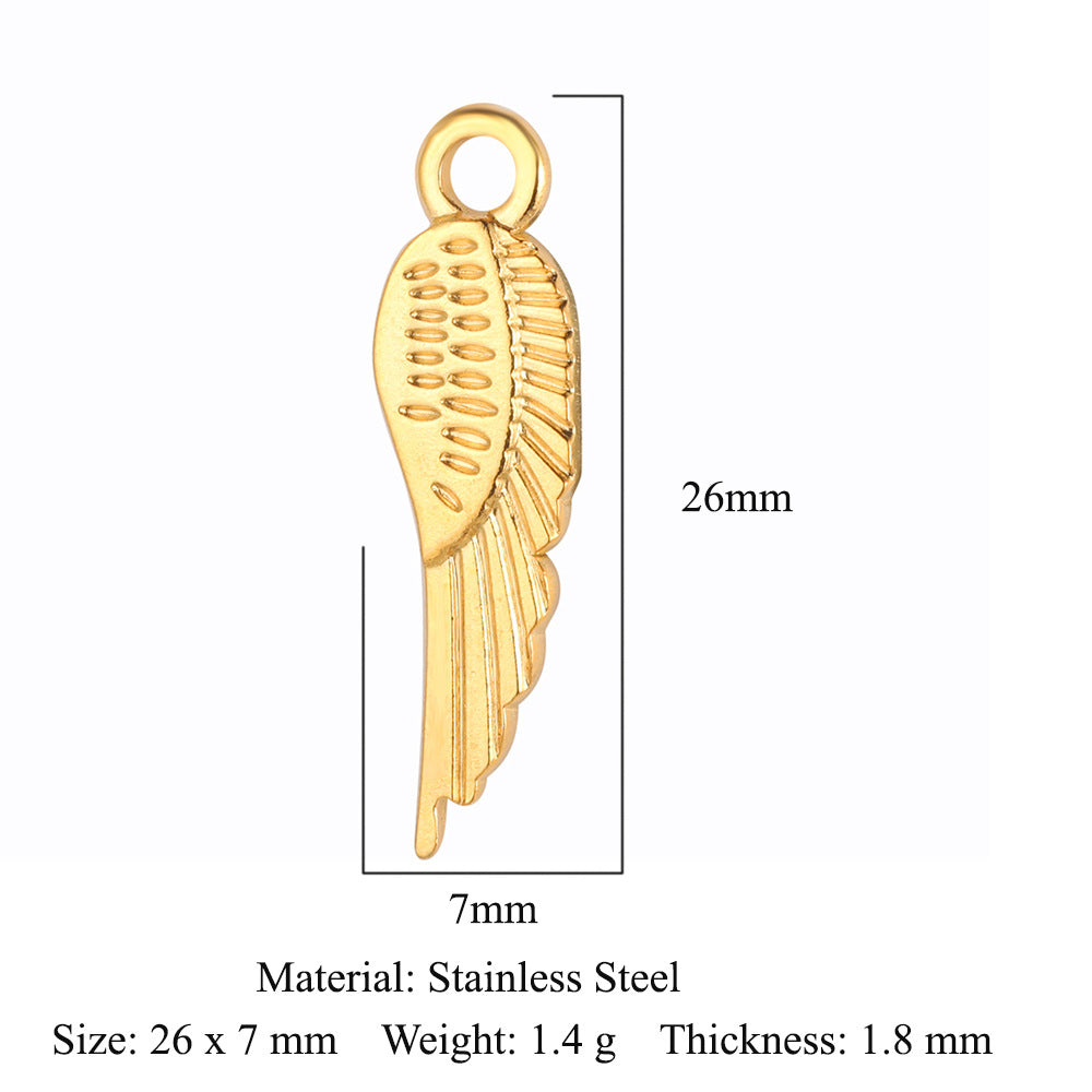 5 pcs/pack leaf wing bow stainless steel pendant