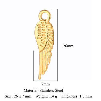 5 pcs/pack leaf wing bow stainless steel pendant