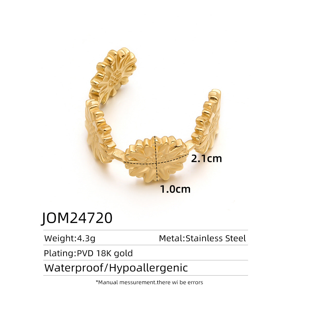 18K Gold Titanium Steel Open-Ring Necklace — Women's Minimal Irregular Style