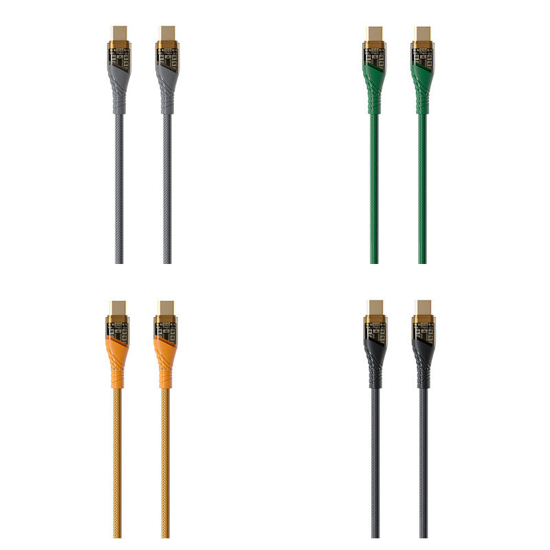Cable de datos transparente chapado en oro de carga rápida inteligente cc con luz 