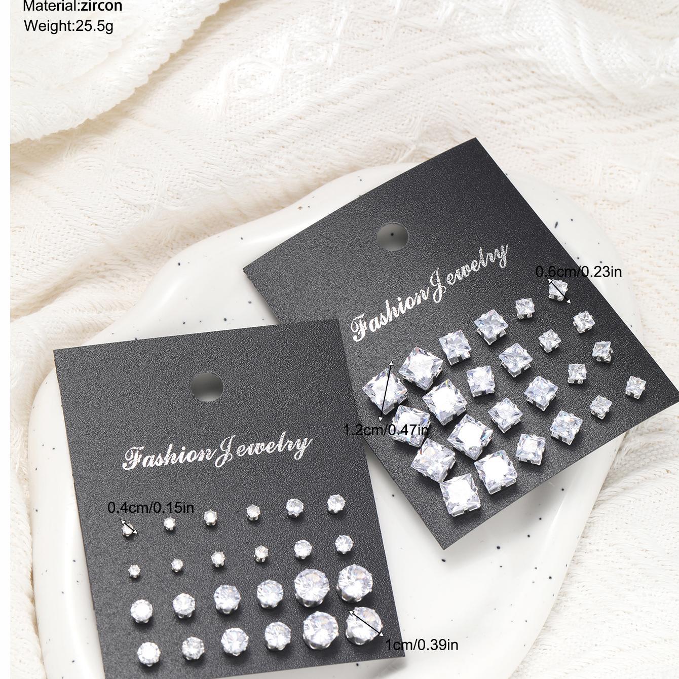 12 Pairs Zircon Earring Set