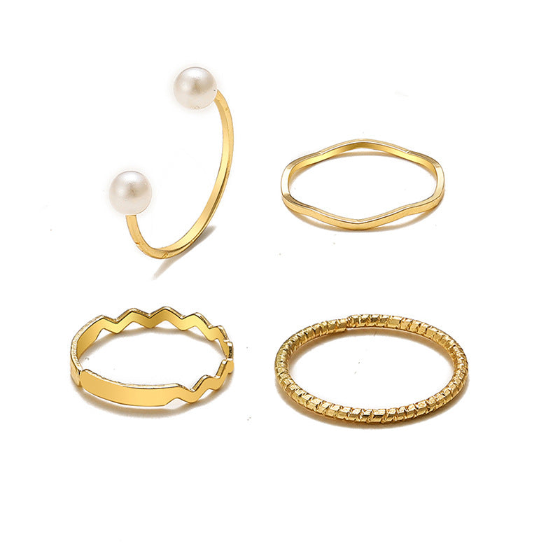 Pearl Wave Ring Set (4-Piece)