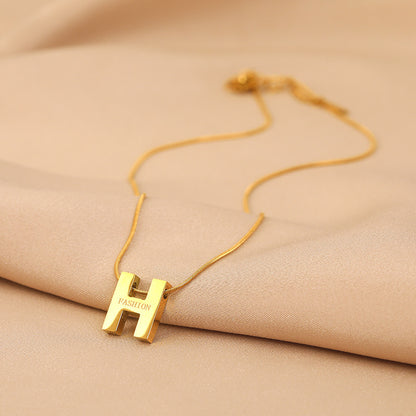 H letter titanium steel necklace female