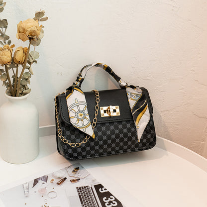 Printed small square bag chain messenger bag