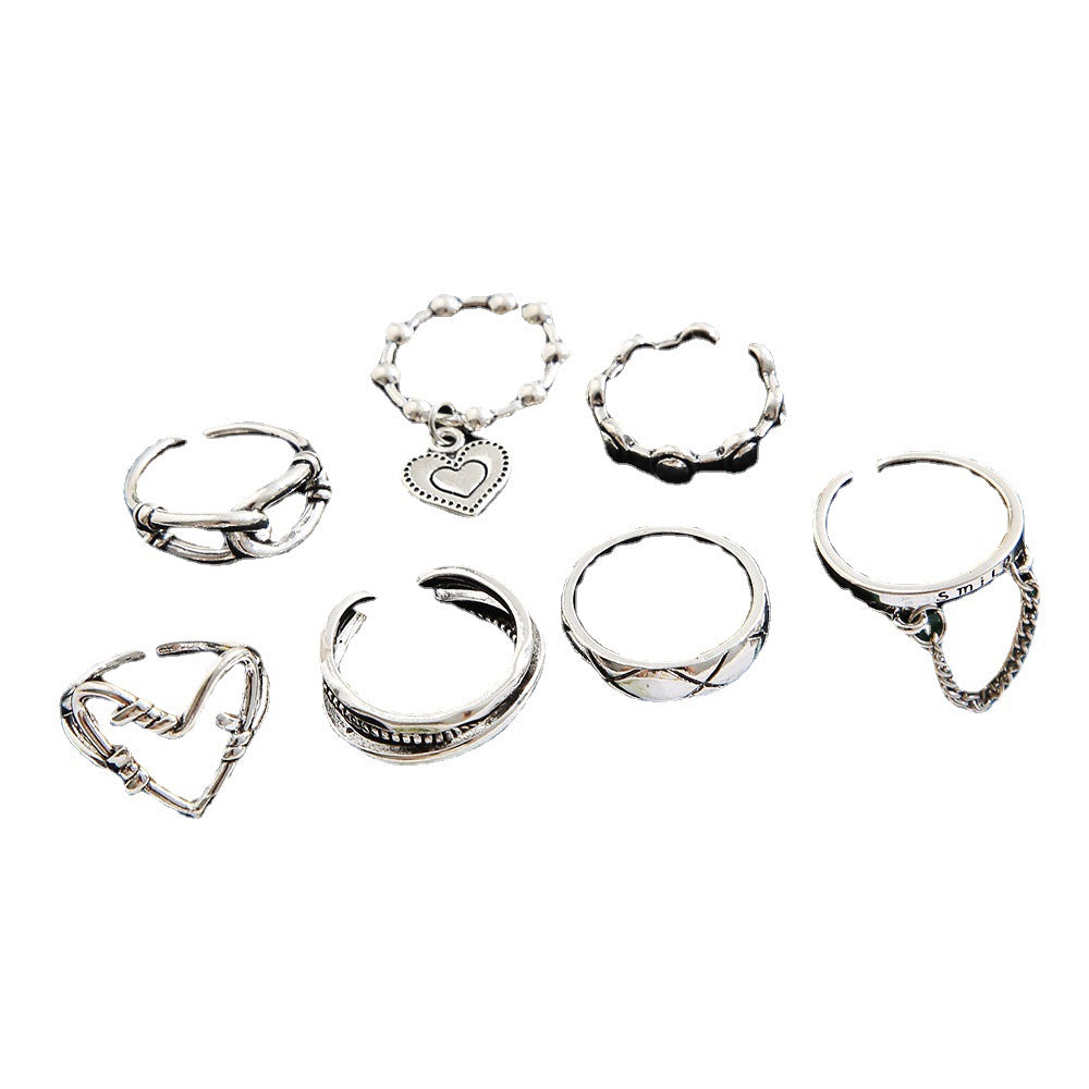 Geometric Chain Love Ring Set