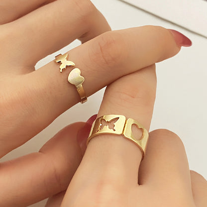 Open Hollow Butterfly Love Ring
