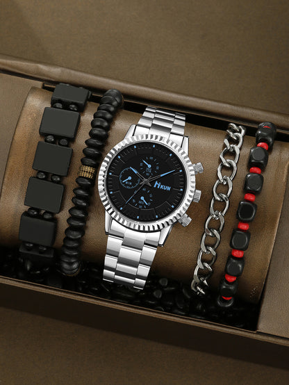 Trendy Men's Watch Bracelet Set