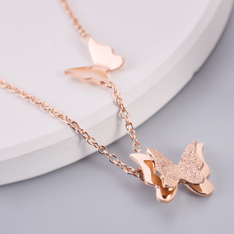 18K rose gold titanium steel necklace
