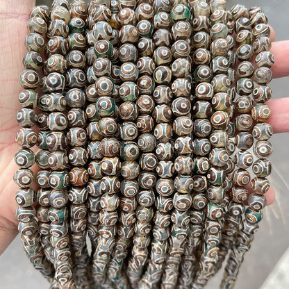Tibet old dzi beads brown three-eye dzi beads agate loose beads