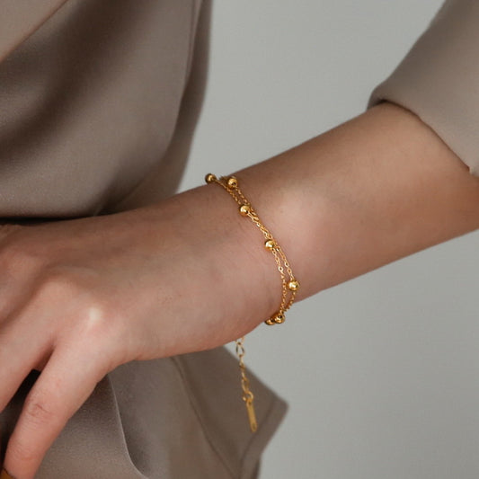Round bead double bracelet