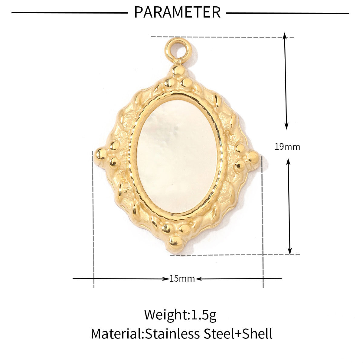 Peach heart round shell titanium steel necklace pendant