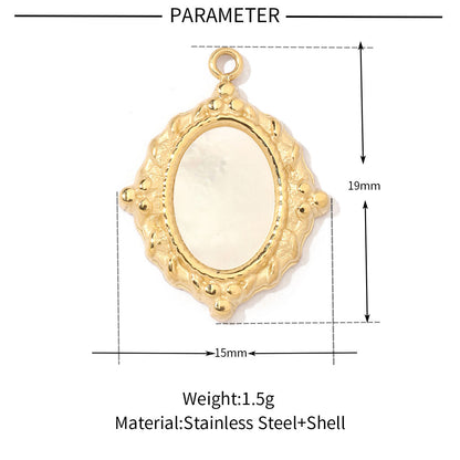 Peach heart round shell titanium steel necklace pendant