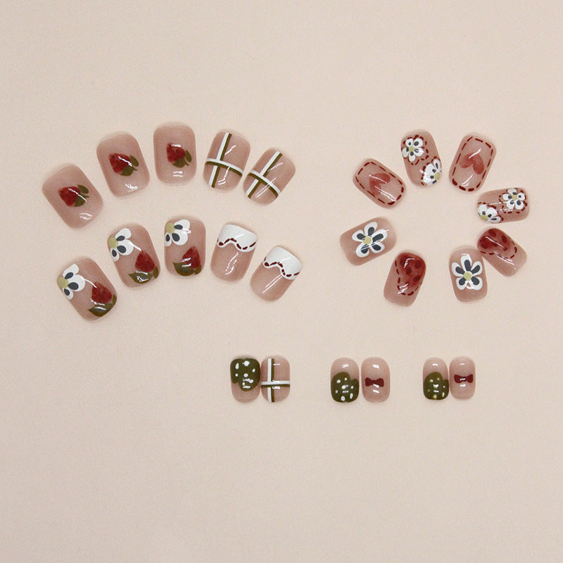 Graffiti Floral Colorful Fake Nails