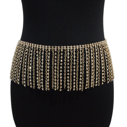 Rhinestone inlaid belly dance waist chain