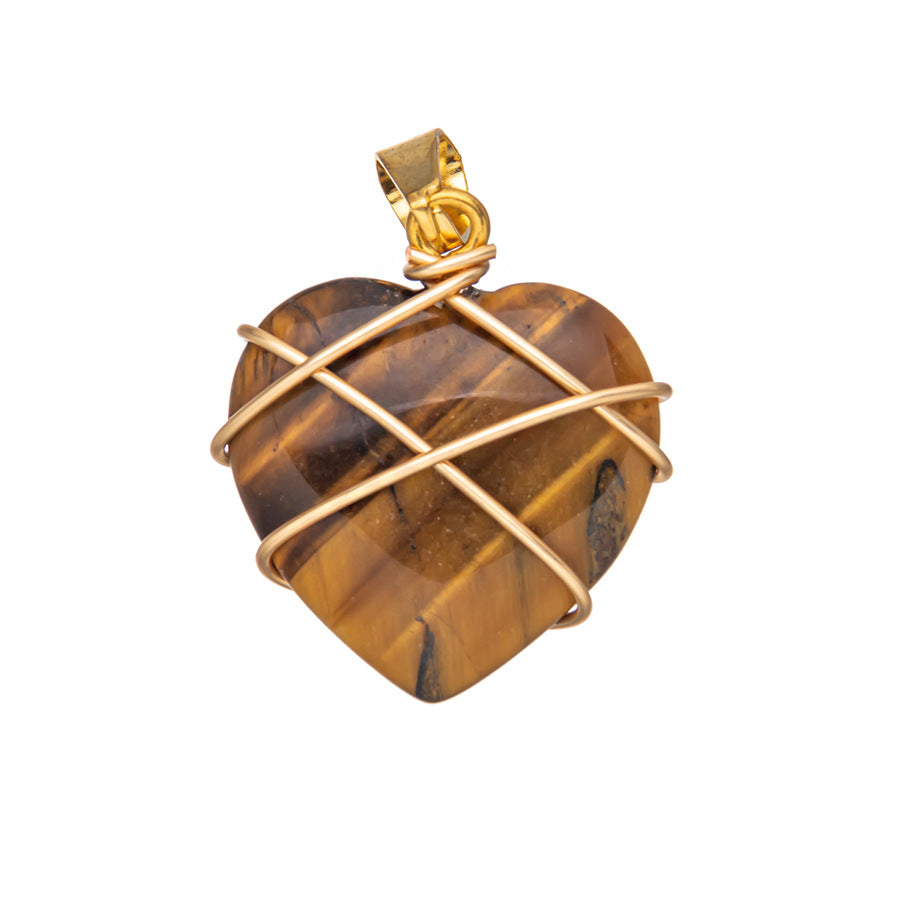 Crystal Agate Gemstone Silk Heart Pendant