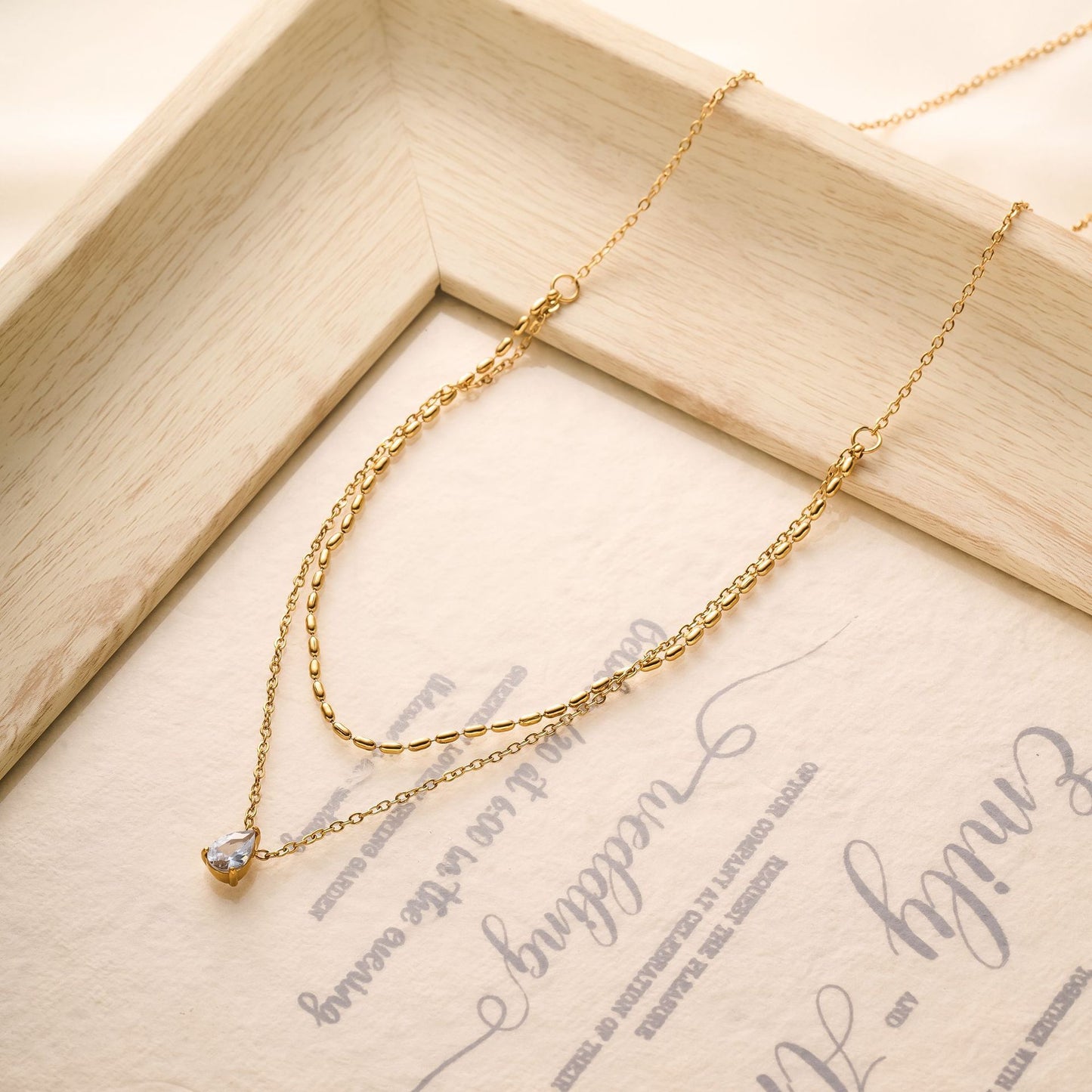 18K Gold Plated Double-Layer Birthstone Necklace