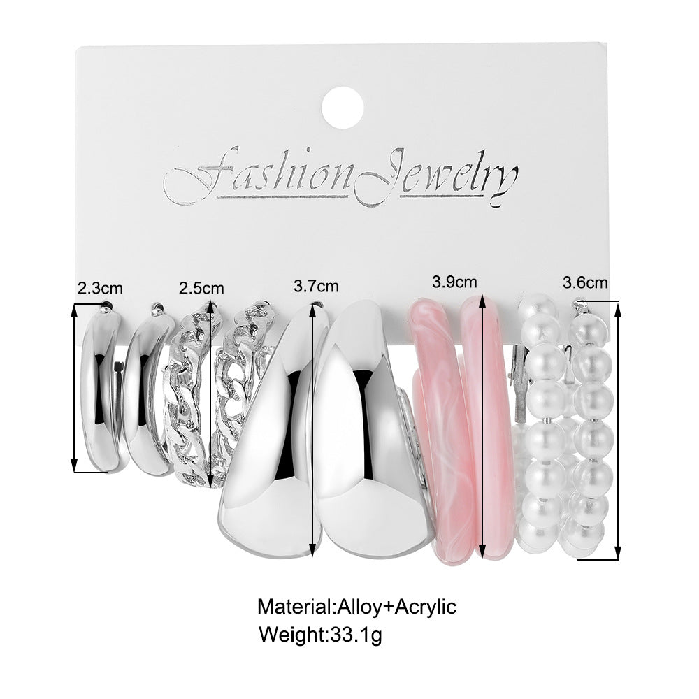 Imitation Pearl Resin Earring Set