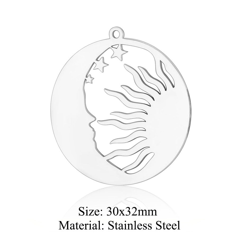 5 pcs/pack star moon titanium steel pendant planet DIY