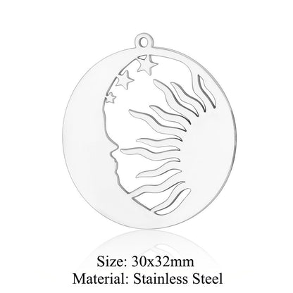 5 pcs/pack star moon titanium steel pendant planet DIY