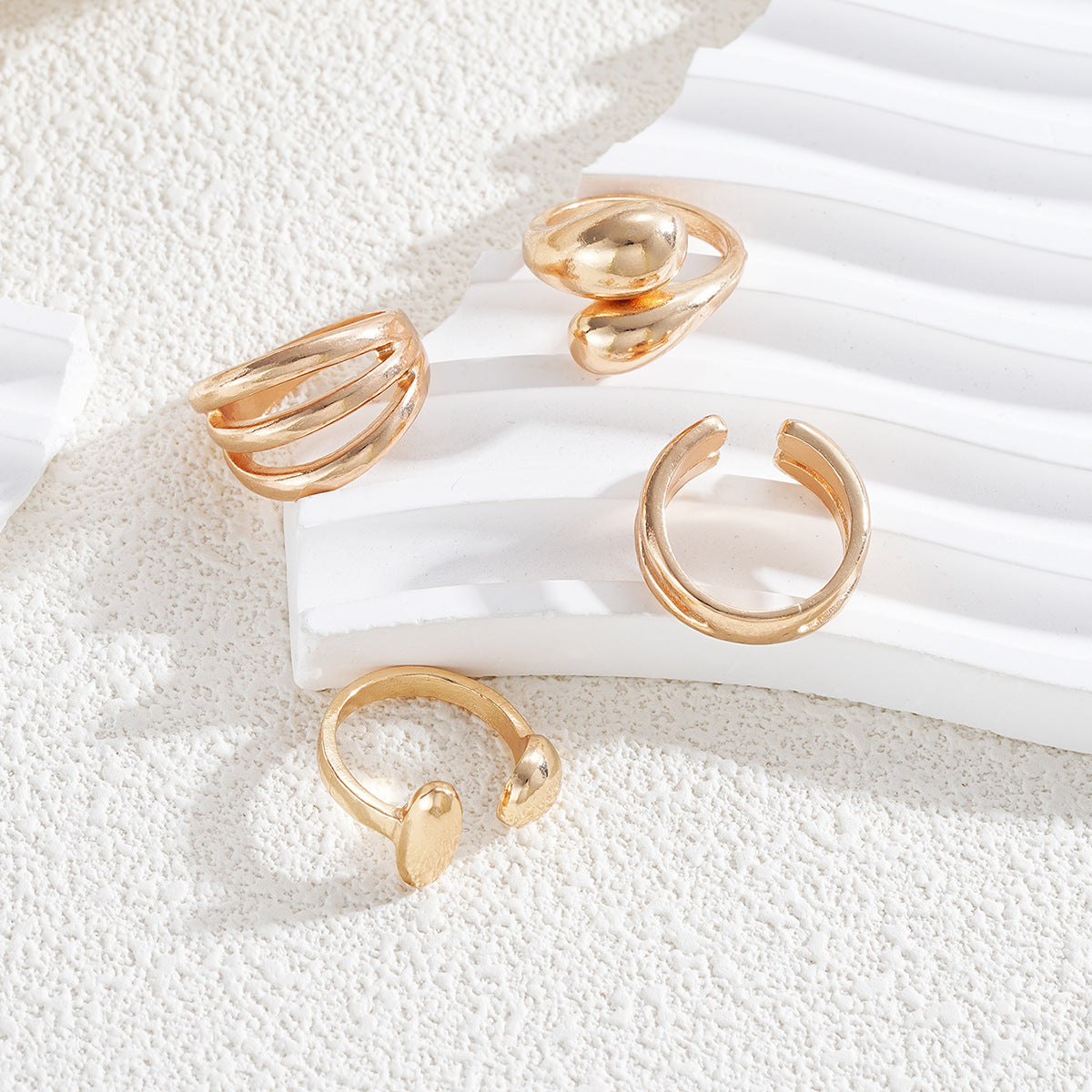 Irregular Smooth Ring Set (4-Piece)