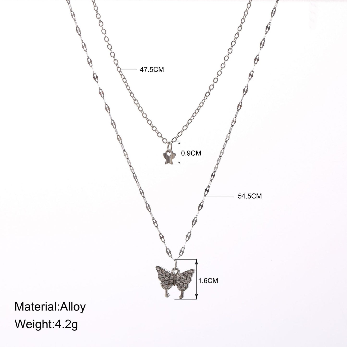 Double Butterfly Pendant Necklace