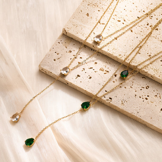 Titanium Steel Double Layer Zircon Necklace