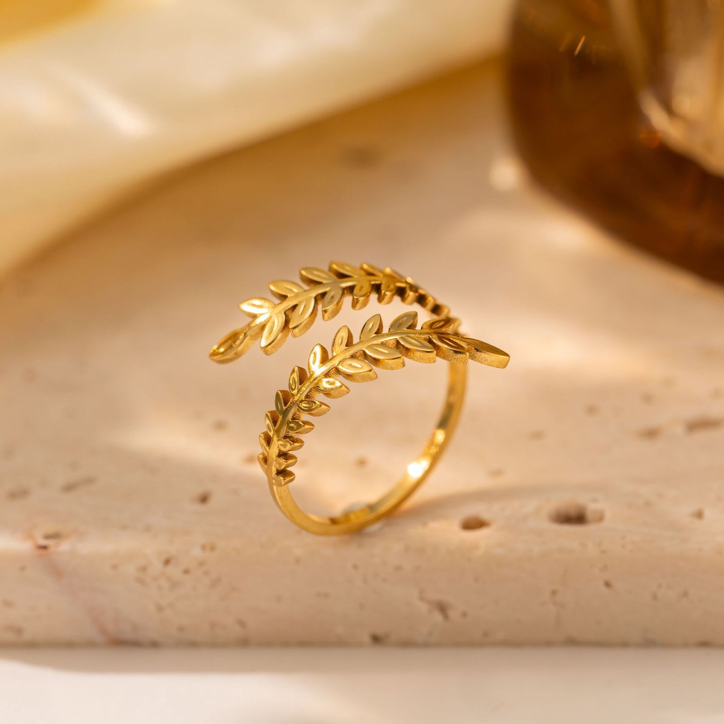 Titanium Steel Leaf Ring