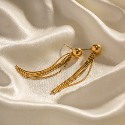 Beads long tassel earrings