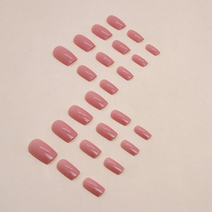 Peach Pink Square Fake Nails