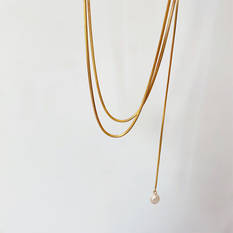 Women's Double-Layer Pearl Pendant Necklace