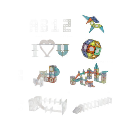 Educational Magnetic Tiles Toy, Colorful Window Pipes Ball Track Building Blocks