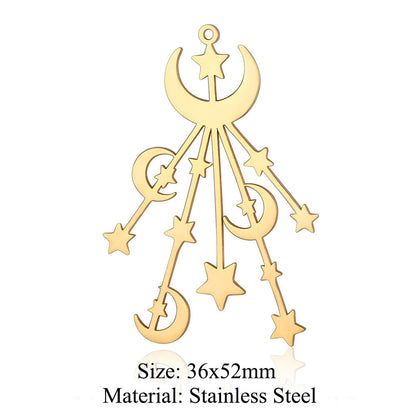 5 pcs/pack star moon titanium steel pendant planet DIY