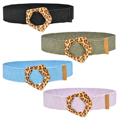 Round Braided Resin Buckle Ladies Belt