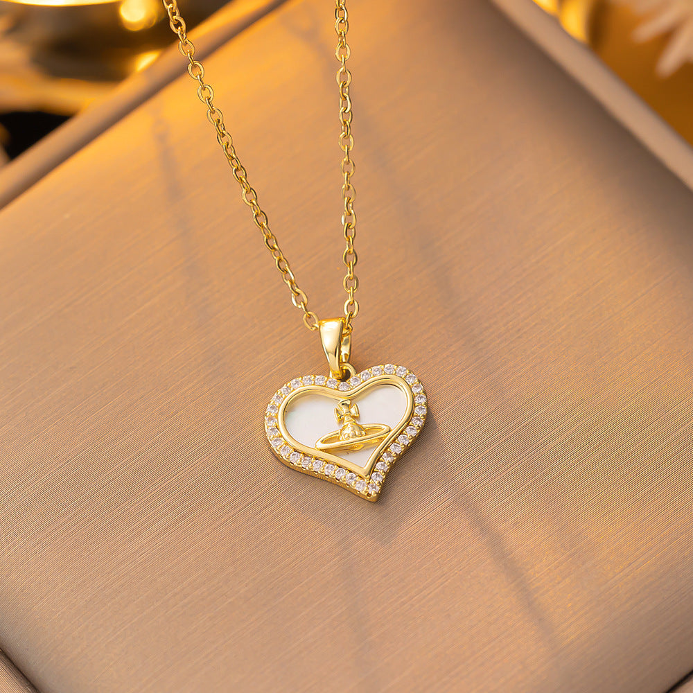 Women's Gold-Plated Titanium Steel Zircon Fringe Collarbone Necklace