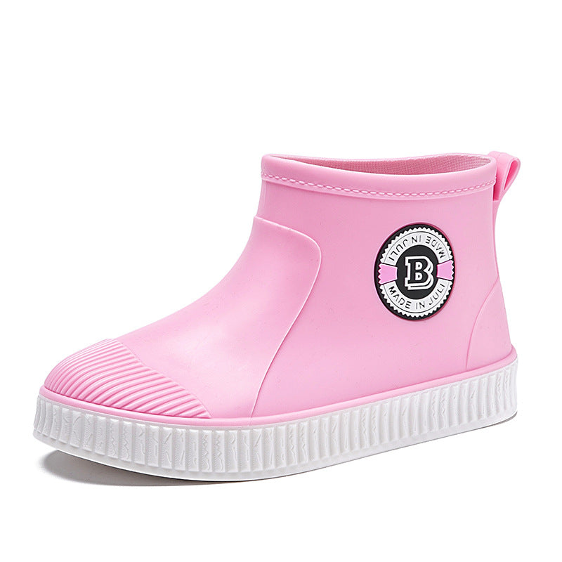 Fleece rain shoes short tube to keep warm