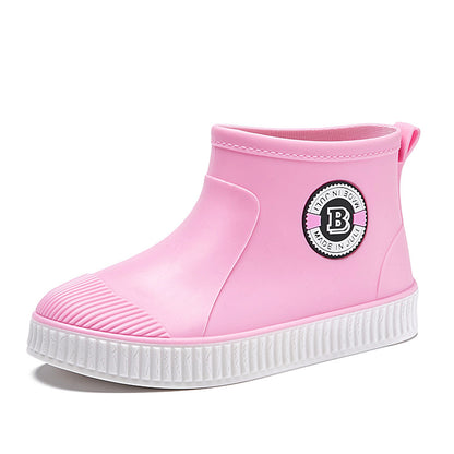 Fleece rain shoes short tube to keep warm