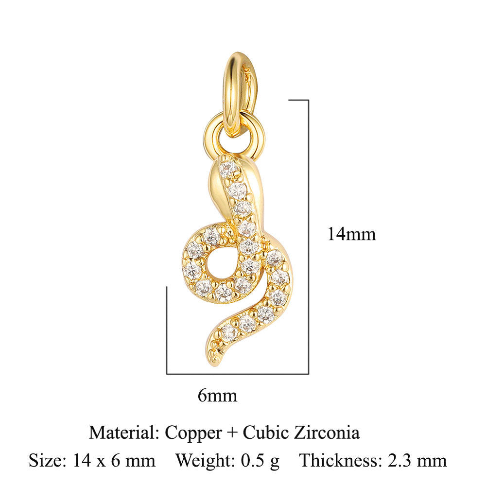 Copper zircon winged spider snake pendant