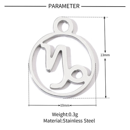 20 pcs/pack twelve constellations titanium steel pendant