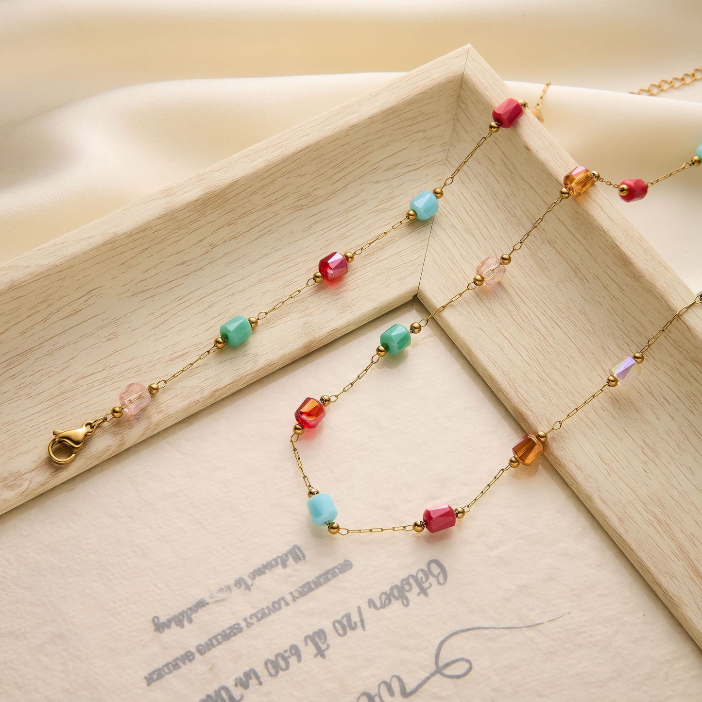 Titanium Steel Crystal Collarbone Necklace